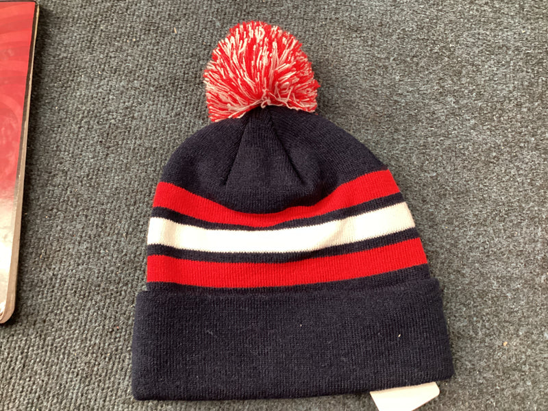 Red white blue striped toque