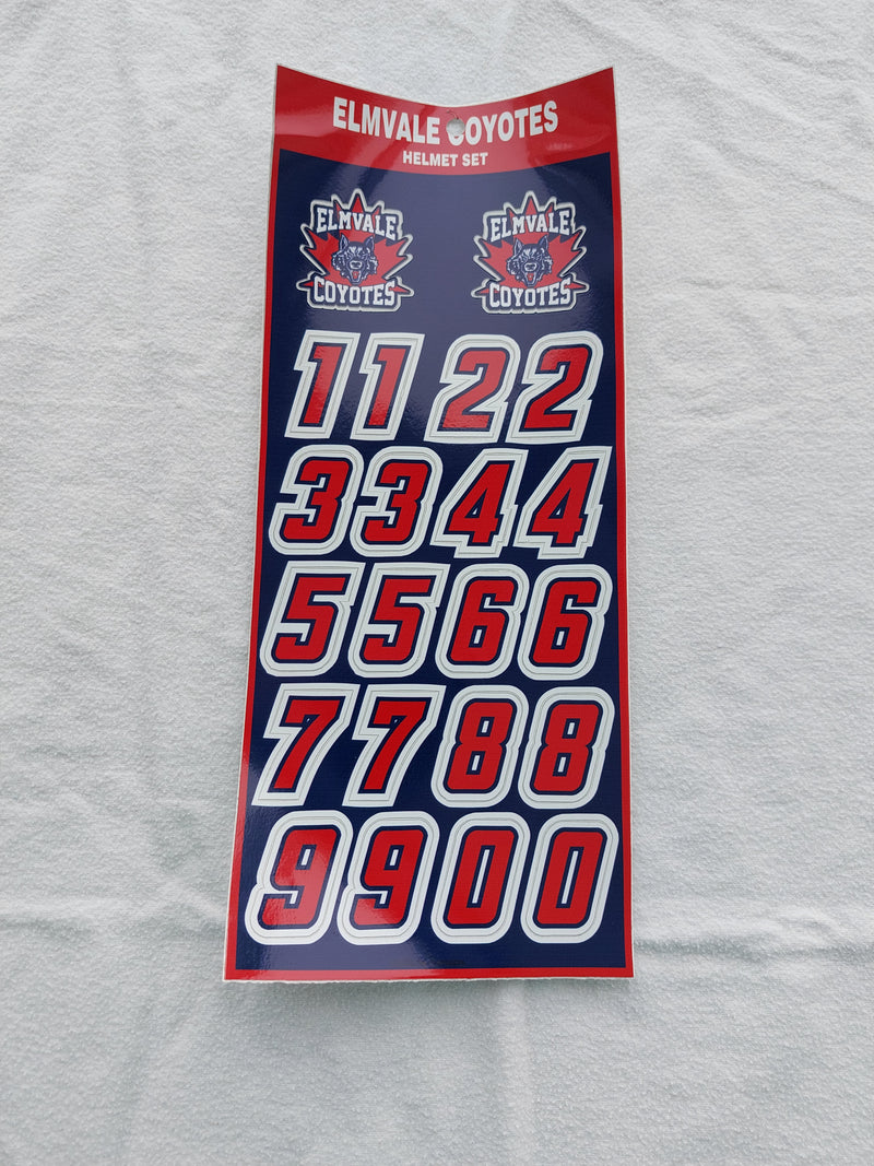 Elmvale Coyotes Helmet Stickers and Numbers