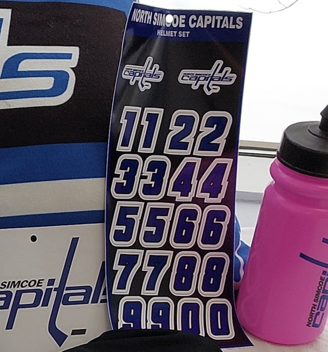 North Simcoe Capitals Helmet Stickers and Number Set