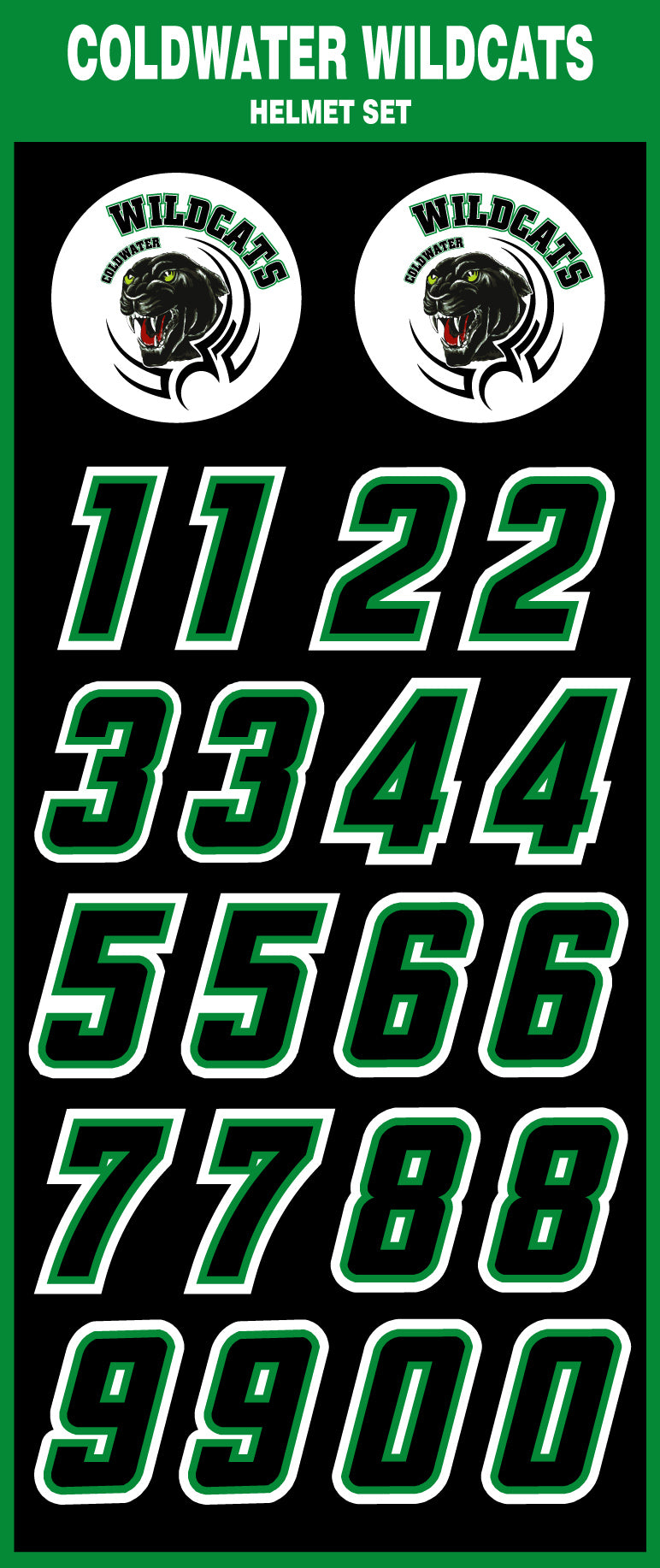 Coldwater Wildcats Helmet Stickers and Numbers